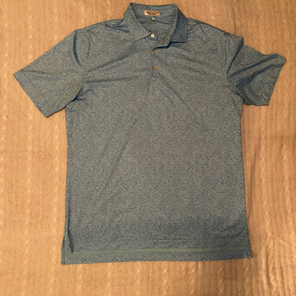 Peter Millar Blue Polo Shirt with Classic Collar